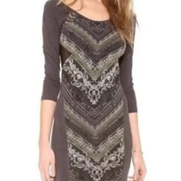 Free People Out Of Africa Mini Dress w/Keyhole Back Mesh Insets Size Large EUC - Picture 12 of 12